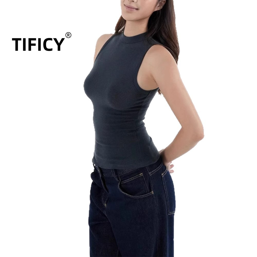 Women'S Formal Evening Wear Tops - 레트로 스포츠 세미 하이넥 슬리브리스 탑