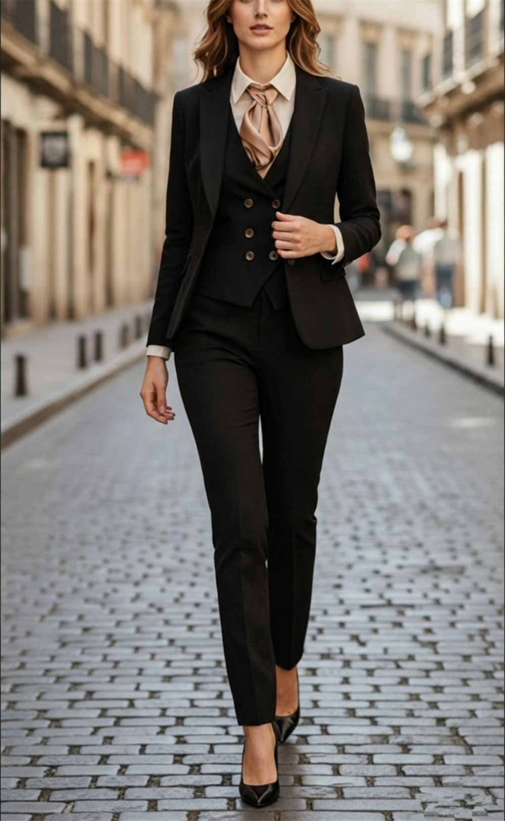 Women Formal Wear Vest - 여성용 블랙 3피스 정장 세트 럭셔리