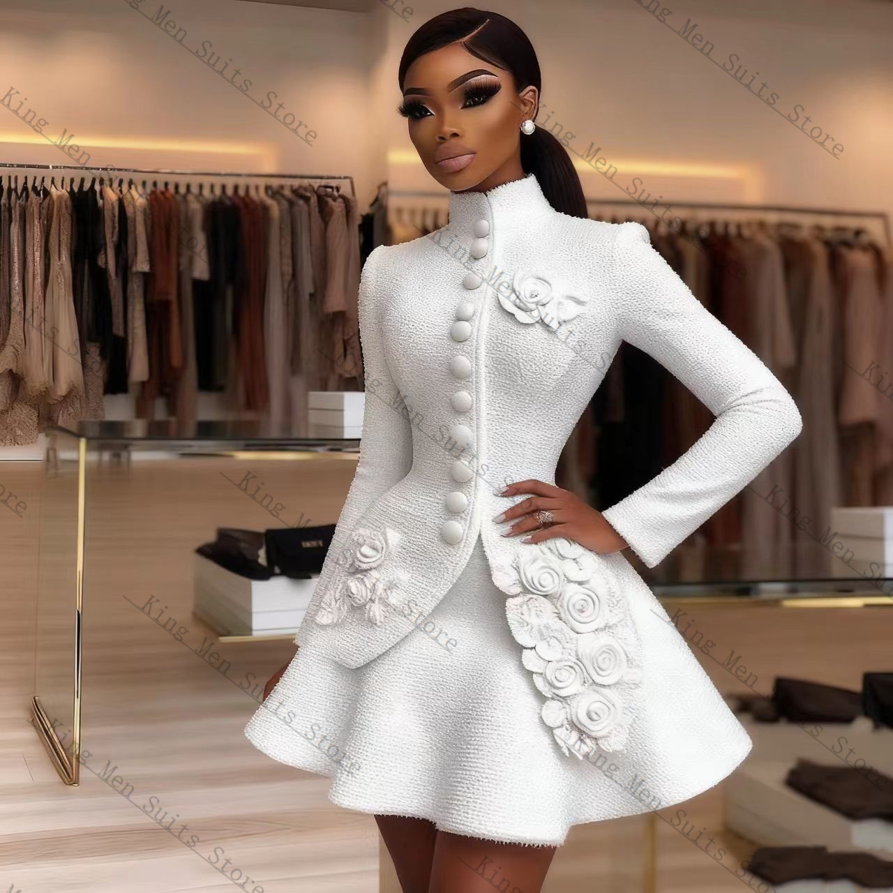 Women'S Formal Jackets To Wear With Dresses - 럭셔리 화이트 여성 정장 세트 2피스