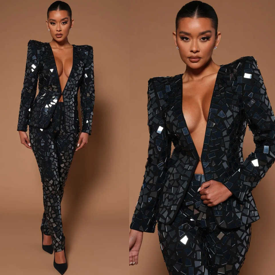 Women Formal Wear Designers - 디자이너 빅 다이아몬드 여성 바지 맞춤
