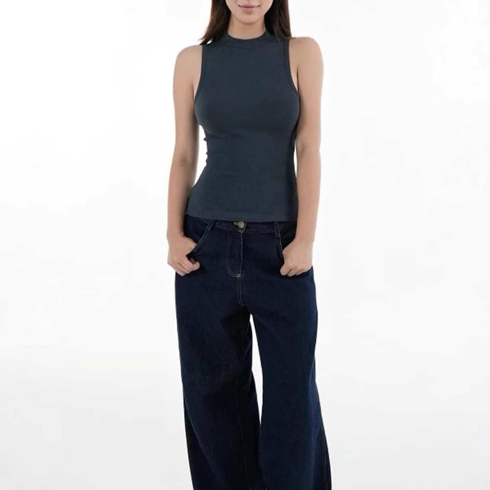 레트로 스포츠 세미 하이넥 슬리브리스 탑 슬림핏 탄력  - Women'S Formal Evening Wear Tops 리뷰 및 가격