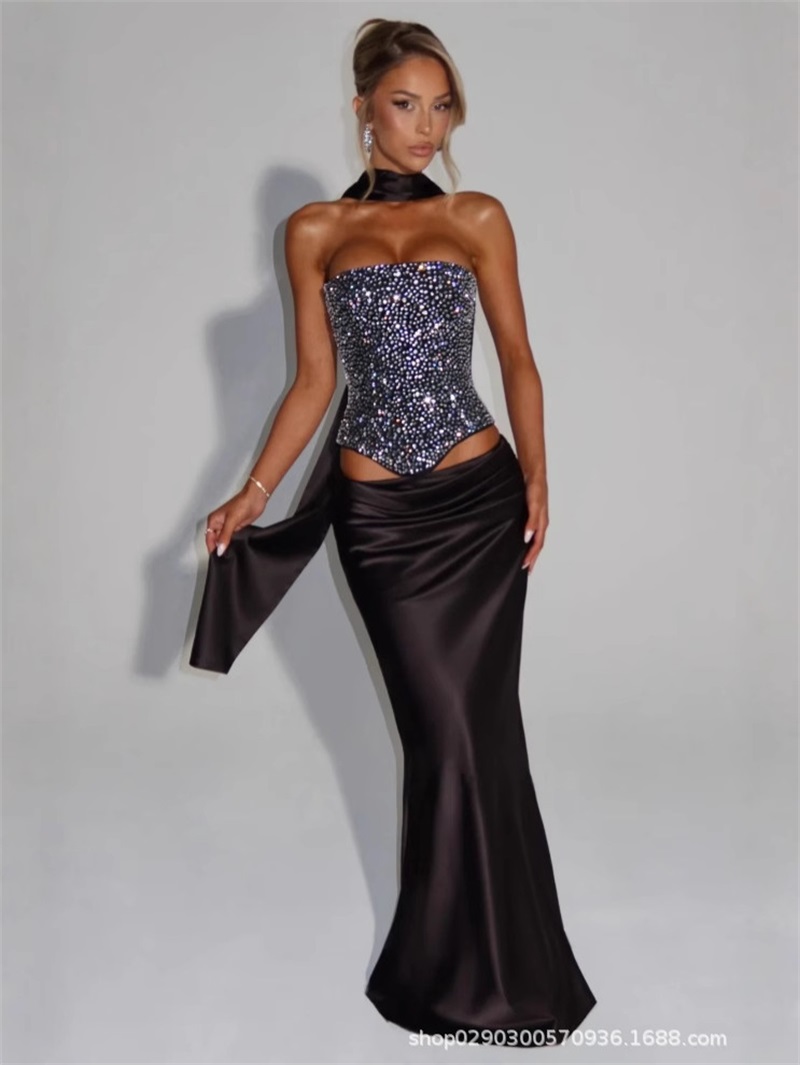 섹시한 인어 여성 댄스 파티 드레스 2 Pcs 민소매  - Women'S Formal Evening Wear Tops 리뷰 및 가격