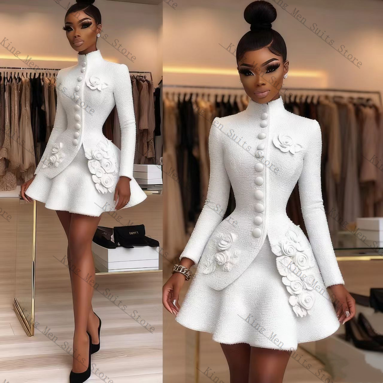 럭셔리 화이트 여성 정장 세트 2피스 블레이저+숏 미니 - Women'S Formal Jackets To Wear With Dresses 리뷰 및 가격