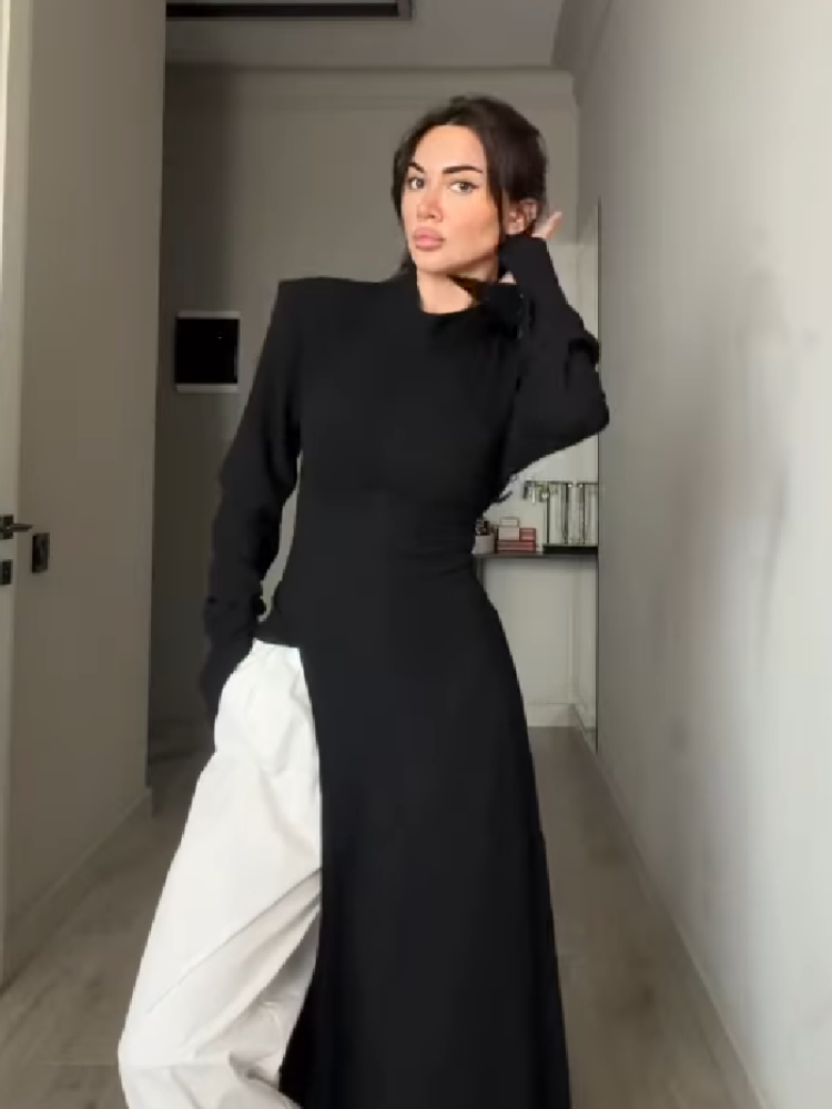 여성 우아한 하이넥 긴팔 맥시 드레스 섹시한 허리 슬리 - Women'S Formal Evening Wear Tops 리뷰 및 가격