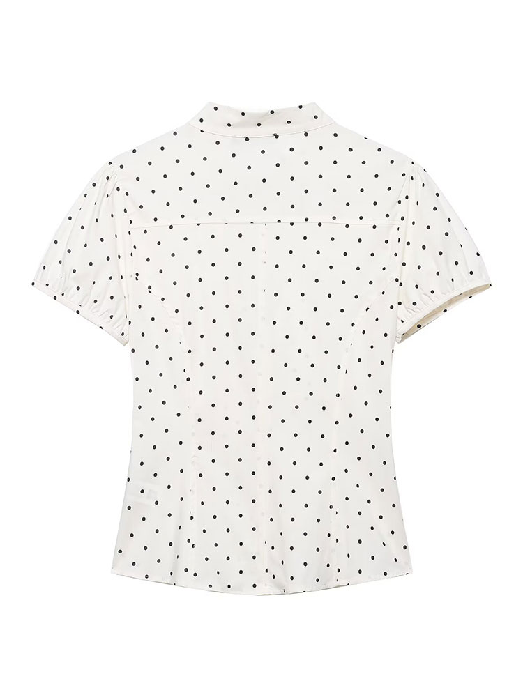 HH 빈티지 레트로 여성용 흰색 셔츠 물방울 무늬 블라 - Women'S Formal Evening Wear Tops 리뷰 및 가격