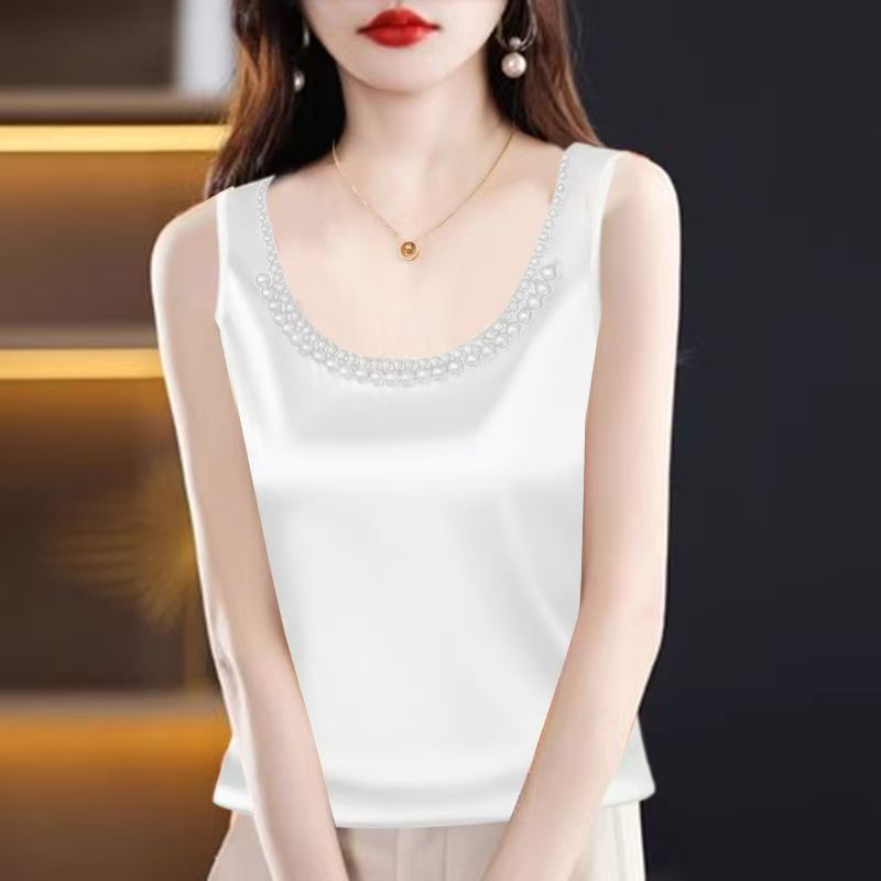 솔리드 새틴 실크 캐미솔 자르기 탑 여성 탱크 탑 우아 - Silk Camisole Work 리뷰 및 가격
